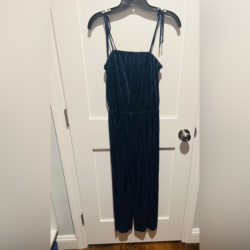 Aqua navy sparkly wide-legged cropped jumpsuit - never worn!